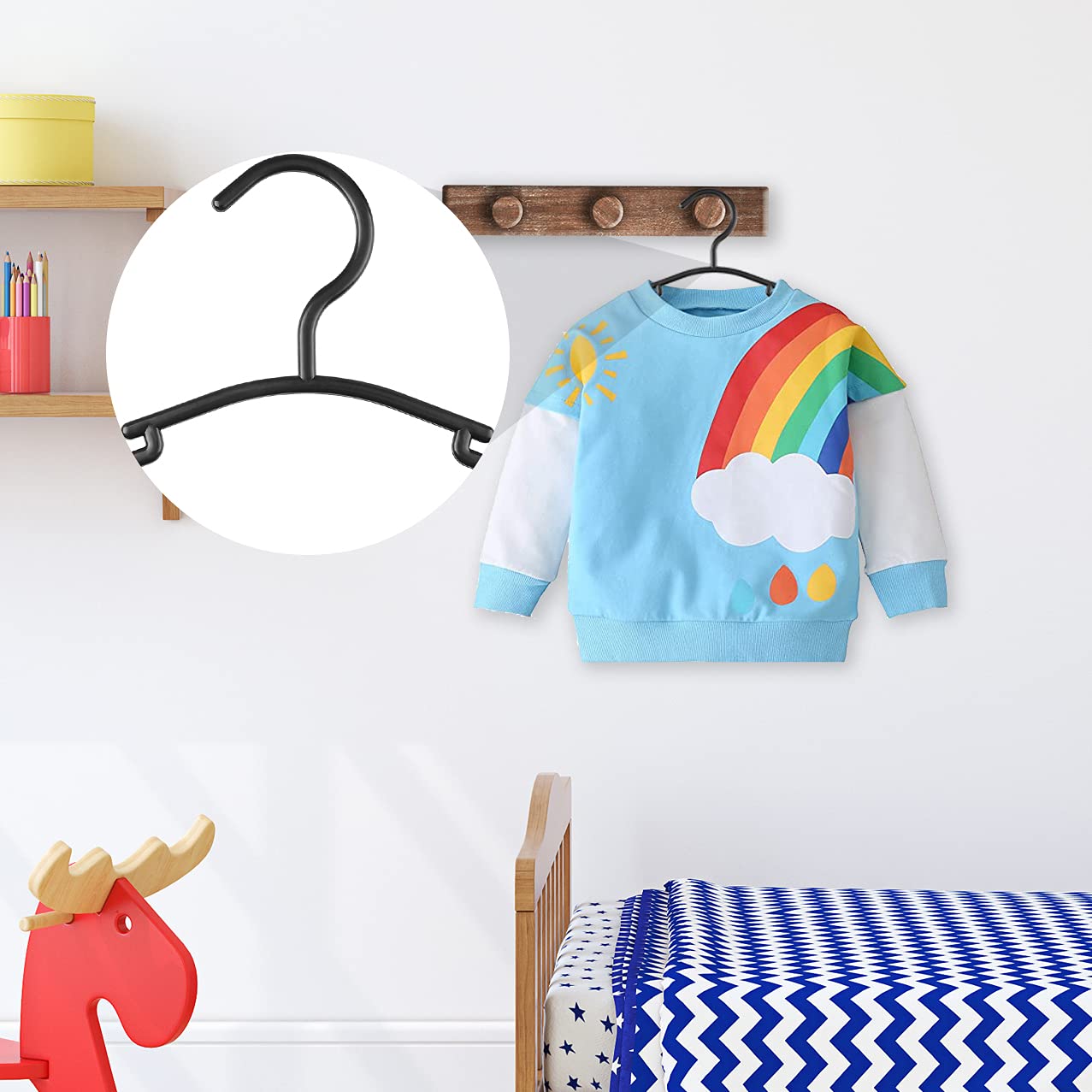 Goodtou Toddler Hangers Plastic Hangers For Toddler Clothes Baby Hangers 60 Pack Kids Children Hangers Black